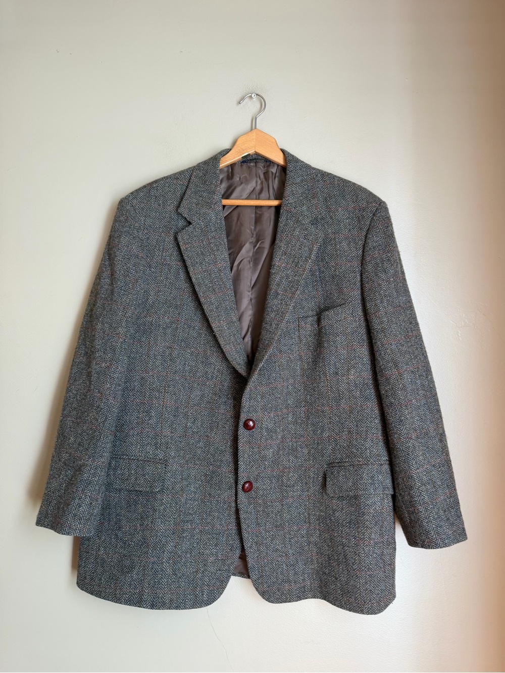 Brooks Brothers Harris Tweed Blazer 46 100% Wool Plaid Suit Jacket Italy *read*